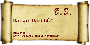 Balsai Daniló névjegykártya